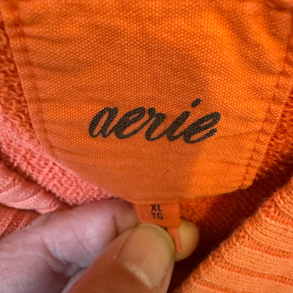 Aerie Down To Earth Coral Kangaroo Pocket Oversized Hoodie Sweatshirt XL
